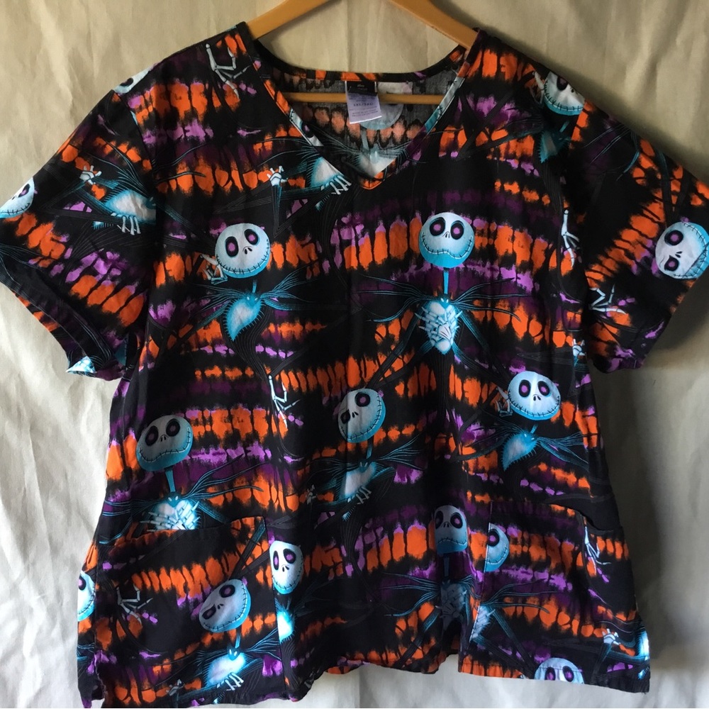 Disney Shirt  Scrubs Women 3XL/3XG Black Halloween Nightmare Before Christmas
